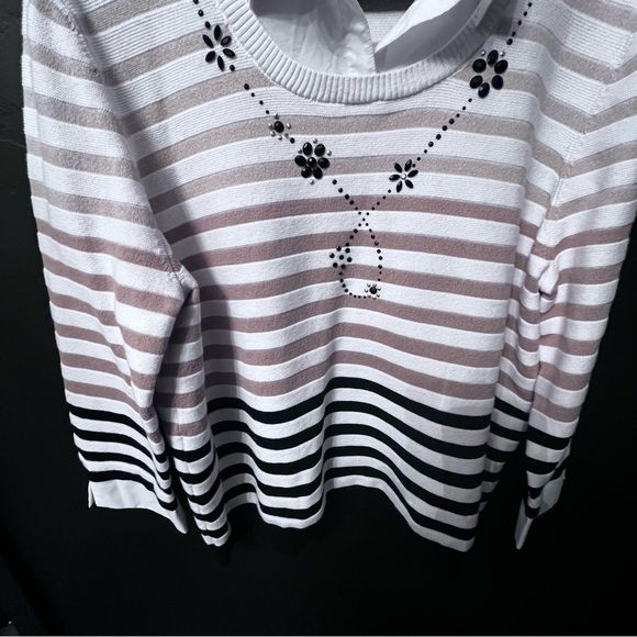 Alfred Dunner Neutral Territory Womens 3/4
Sleeve Striped Layered Sweaters XL - Picture 8 of 12